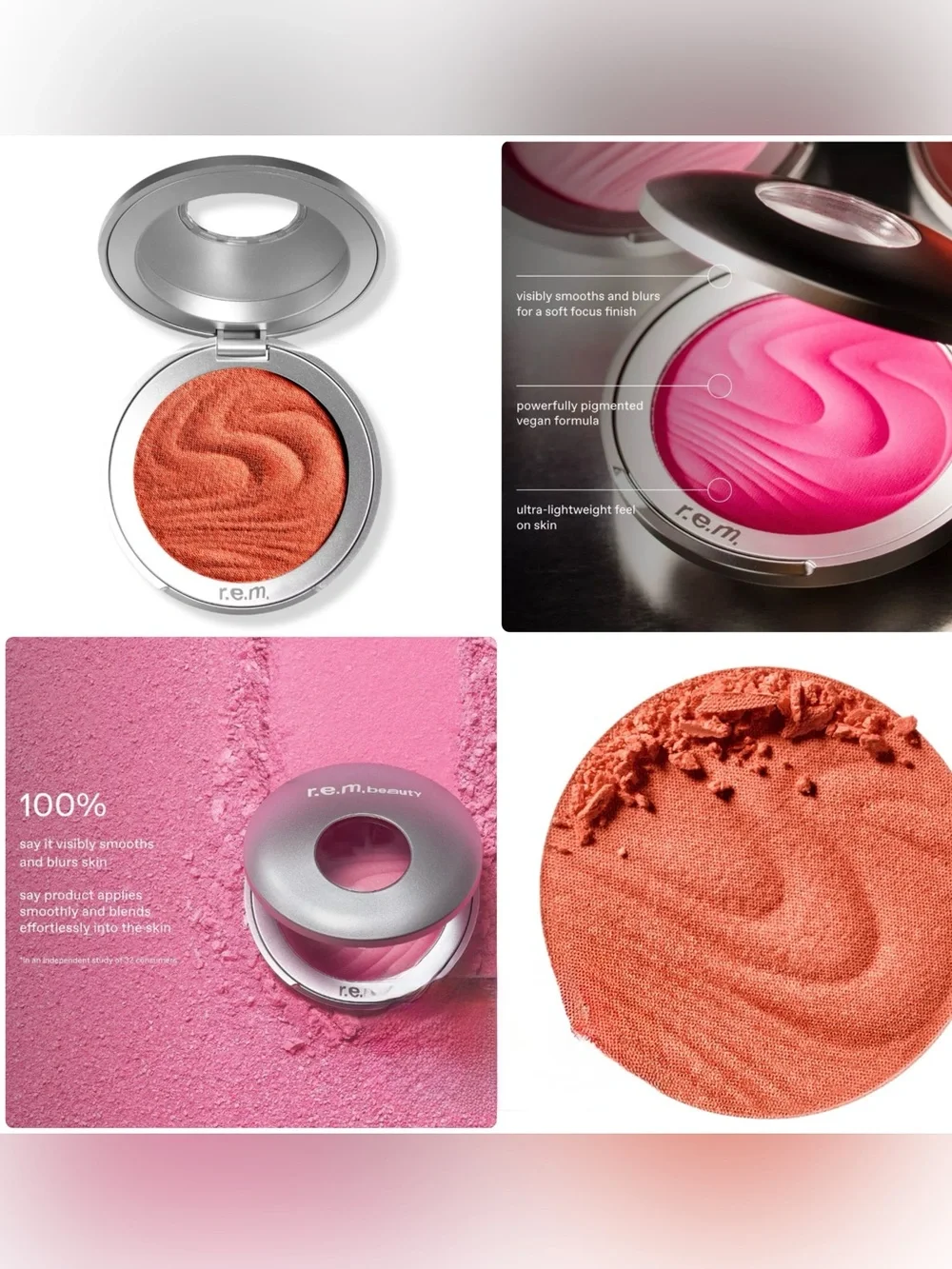 NEW r.e.m. beauty Hypernova Satin Matte Blush Sun Pop (Vibrant Coral) Full Size